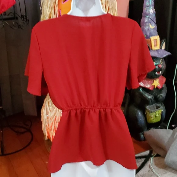 Shein womans red, dressy blouse. Size small - Picture 2 of 3